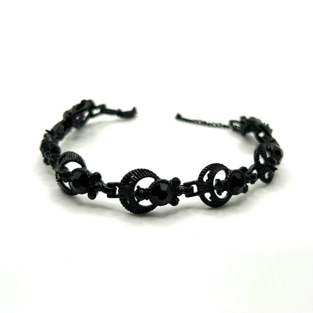 Vintage Moody Black Moon Rhinestone Bracelet Goth
